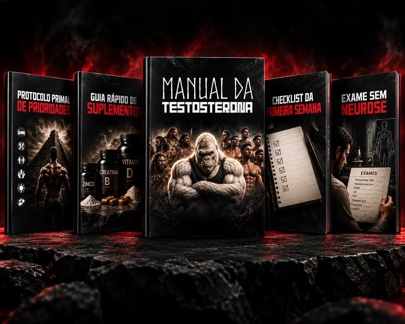 Manual da Testosterona + 4 bônus, mockup do produto